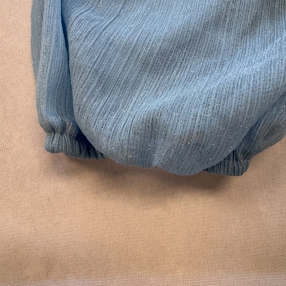 Lucy in the Sky Neia Ruffle Mini Dress Blue Shimmer Size M - Picture 8 of 13